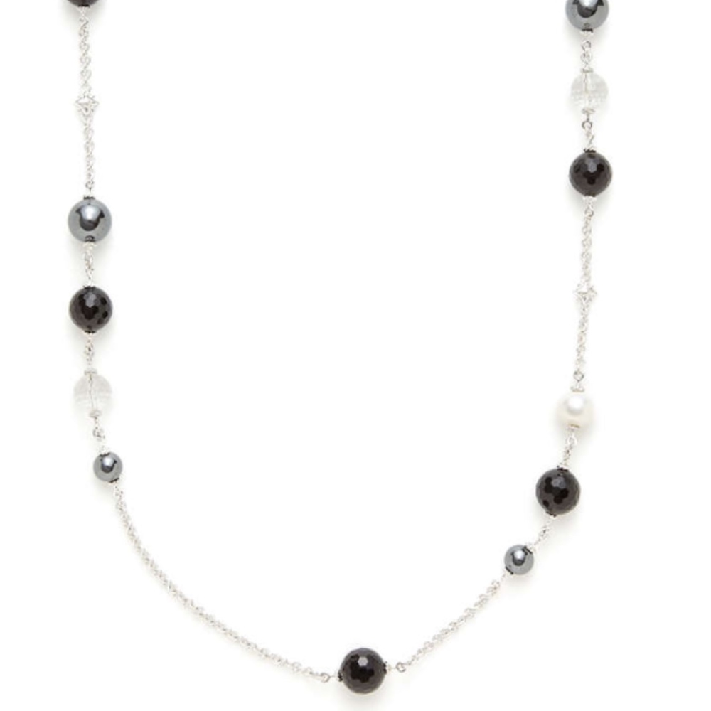 Judith Ripka Hematite, Onyx, & Pearl Necklace